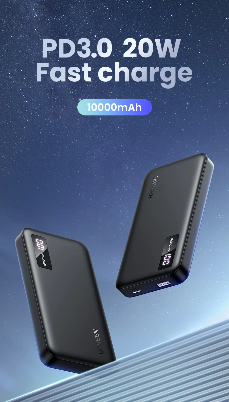 Power Bank de 10000mAh NEXODE | 22.5W | USB-A | USB-C | Indicador Led | Tecnología de Carga Rápida | Ultra Delgado | Ultra ligero