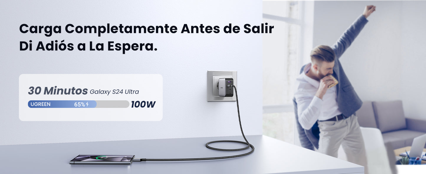 Cable USB-C a USB-C | 1 Metro | Carga Rápida 100W, Transfer de datos 480 Mbps | Color Negro.